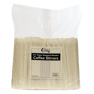 Wooden Coffee Stirrers - Individually Wrapped 1000ct
